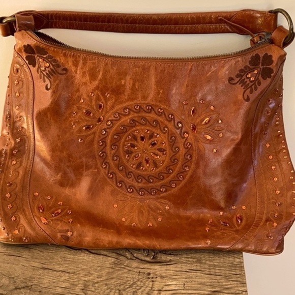 Wilsons Leather Handbags - Wilson’s beaded brown leather bag